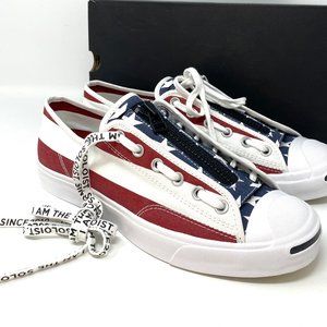 Converse Jack Purcell Zip White Garnet Sneakrs Men's Size 10.5 164836C